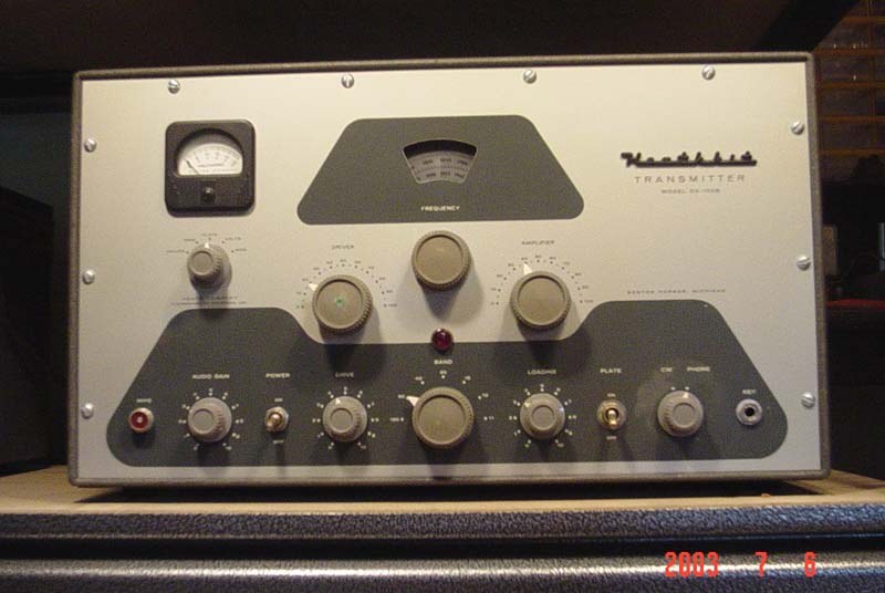 Figure 10 — A restored DX-100B on the bench. The B panel is the quick identifier: no concentric knobs, one loading control at the right, and no crystal switch - it lives under the hatch on the top of the cabinet.