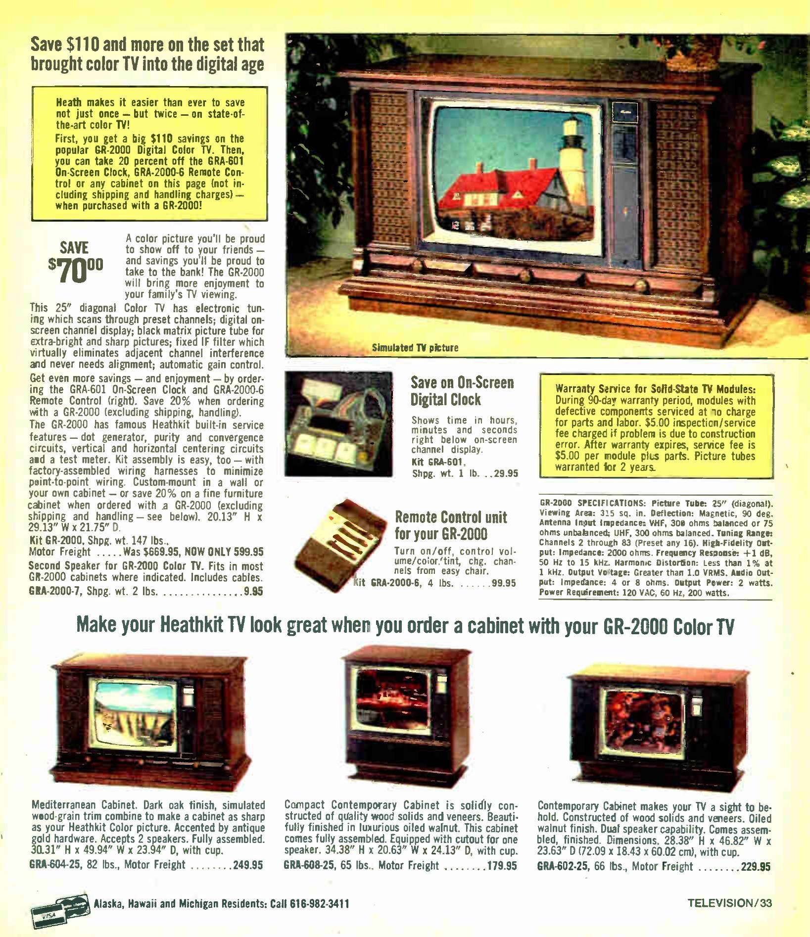 Figure 16 — The last of the line: the GR-2000 reduced to $599.95 in the Winter 1981 catalogue, seven years after its introduction and still described as "the set that brought color TV into the digital age".