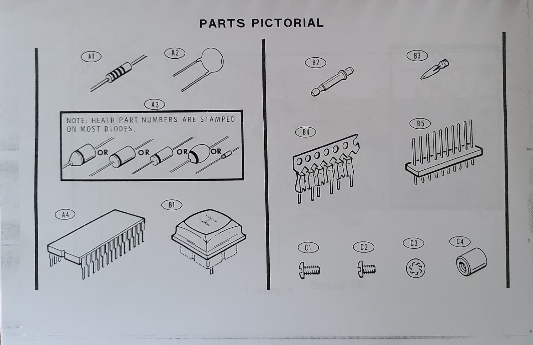 Figure 6 — The parts pictorial from the clock accessory manual. The style — every part keyed to a number, every step a checkbox — is the same across all five GR-2000 books.