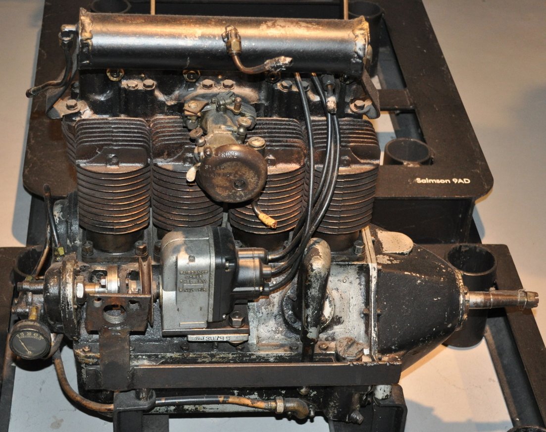 Figure 6 — A surviving Heath-Henderson B-4, the four-cylinder Henderson motorcycle engine converted by the Heath company for aircraft use. It gave about 25 hp continuous and 27 hp for take-off, and the supply…