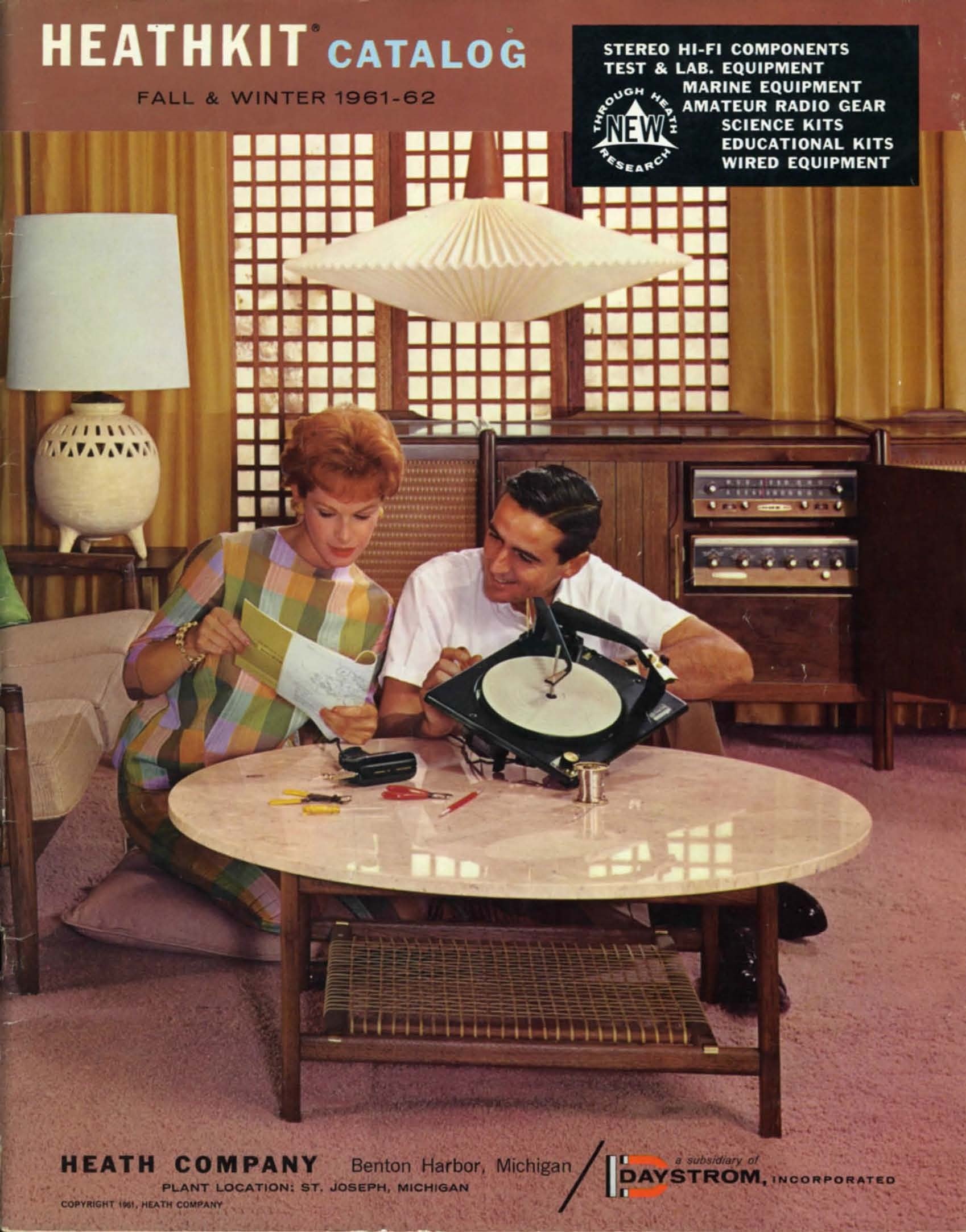 Figure 15 — The Fall and Winter 1961–62 catalogue, the last full season before Schlumberger took over Daystrom. The Daystrom mark still appears at the lower right of the cover. By this point the catalogue ran …