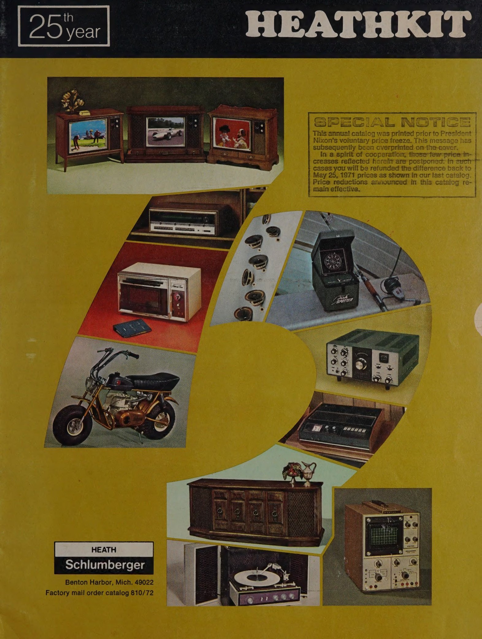 Figure 25 — Catalogue 810/72, the "25th Anniversary issue" of Heath's kit catalogue, counting from the O-1 oscilloscope of 1947. Its prices took effect on 10 August 1971, so it is the book issued in 1971 for t…