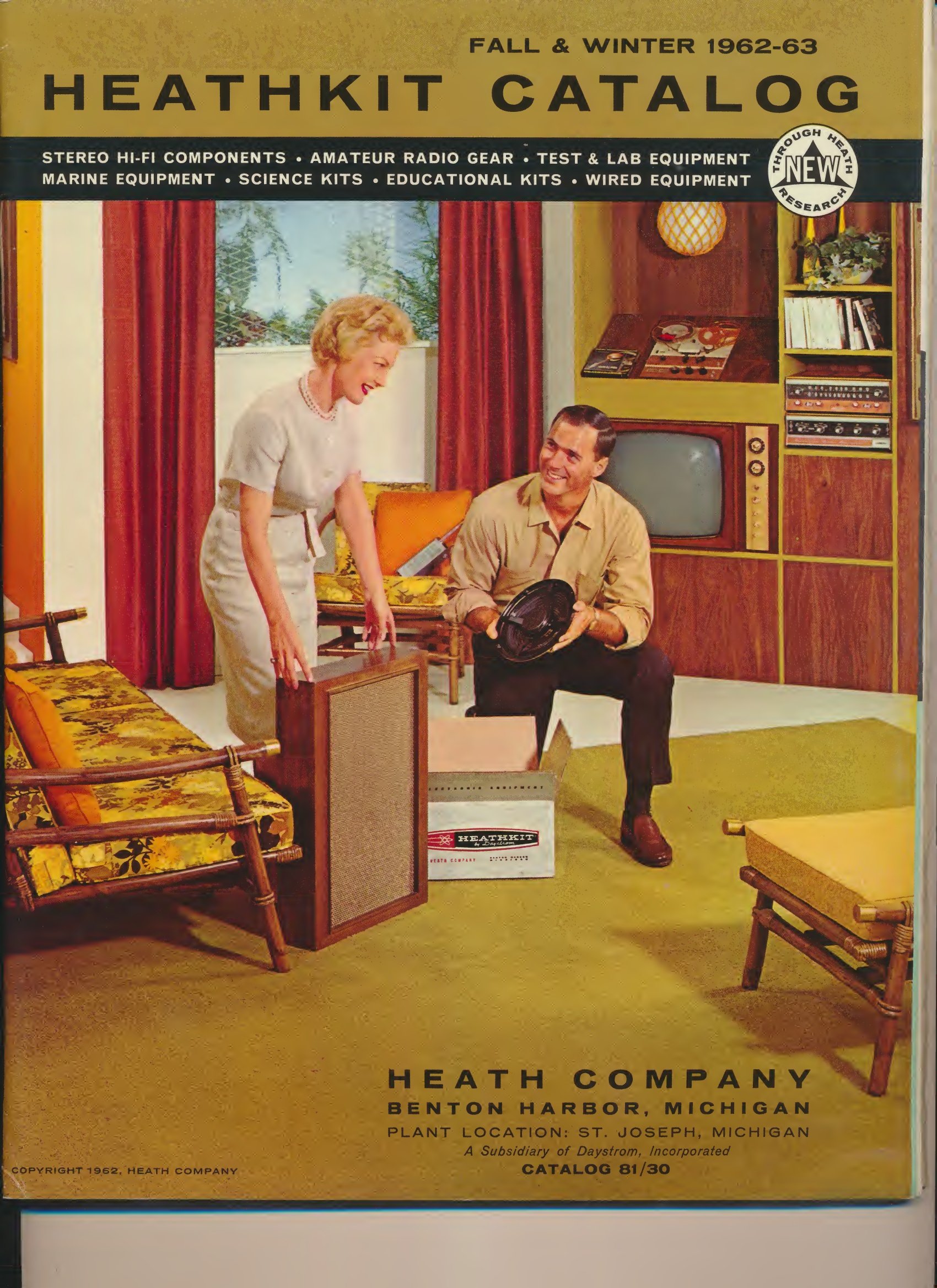 Figure 1 — The Fall and Winter 1962–63 catalogue, the first issued after Schlumberger acquired Daystrom on 1 February 1962. The masthead still reads "A Subsidiary of Daystrom, Incorporated", and inside the co…