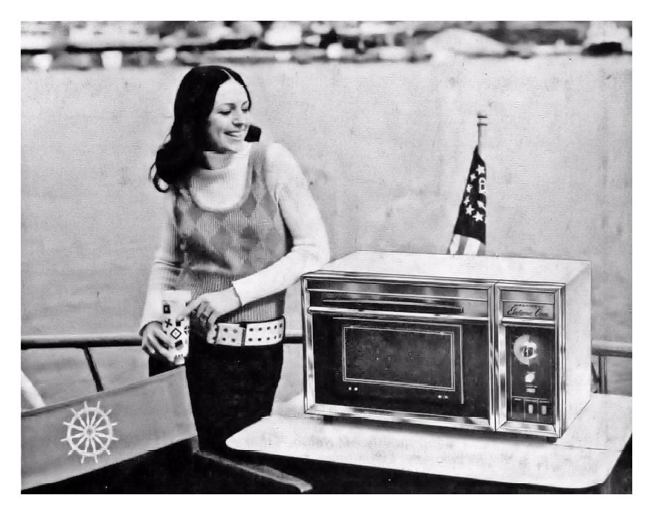 Figure 17 — The Heathkit microwave oven of the early 1970s, a kit version of a Whirlpool design obtained from Heath's Benton Harbor neighbour. It was one of the new "home utility" products Schlumberger's repor…