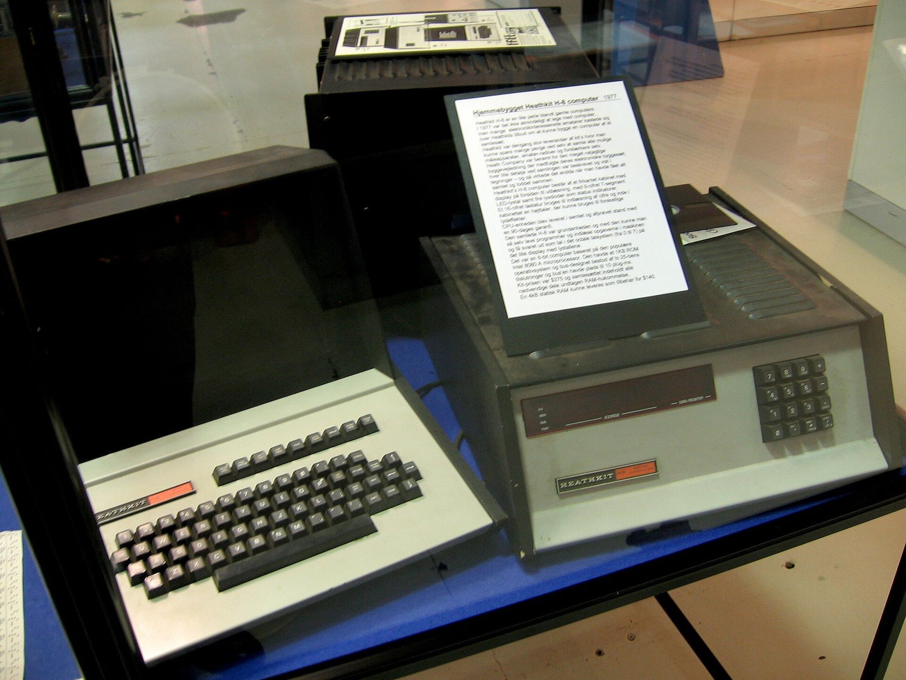 Figure 8 — An H8 with its companion H9 video terminal in a museum case. The H9 displayed twelve lines of eighty characters, upper case only.