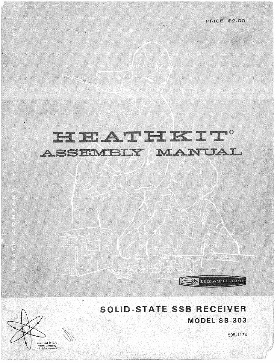 Figure 6 — The SB-303 assembly manual, 595-1124, copyright 1970, in the same cover design as the SB-301's: the price of $2.00 and the copyright notice at lower left are visible.