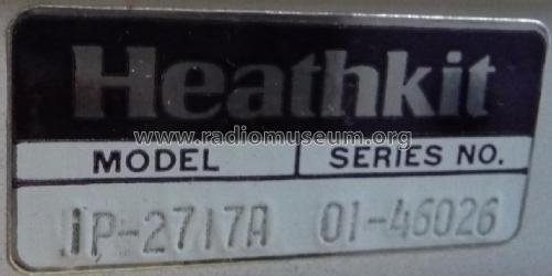 Figure 7 — The "Heathkit MODEL IP-2717A" nameplate, photographed on a unit electrically identical to the SP-2717A. Photo: radiomuseum.org.
