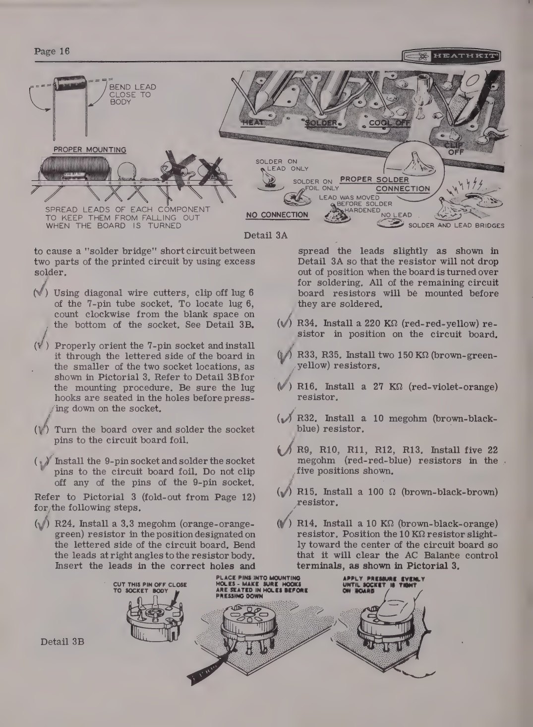 Figure 10 — A page of IM-11 assembly steps: each line is one action, each ends in (S) or (NS), and each has a box to tick. The format changed very little between 1955 and 1983.