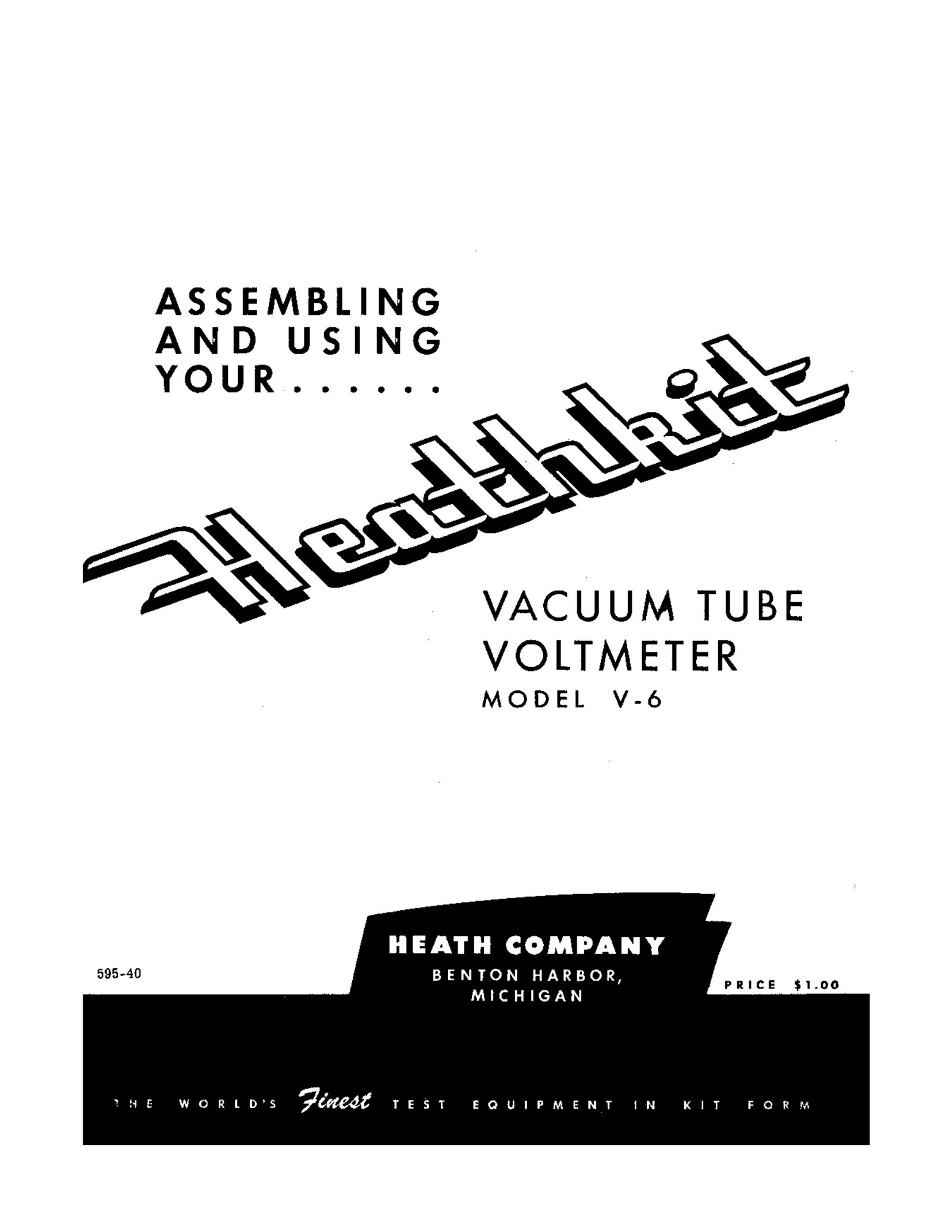 Figure 5 — The V-6 manual, 595-40, with a print date of 11/13/53 inside and no copyright notice visible.
